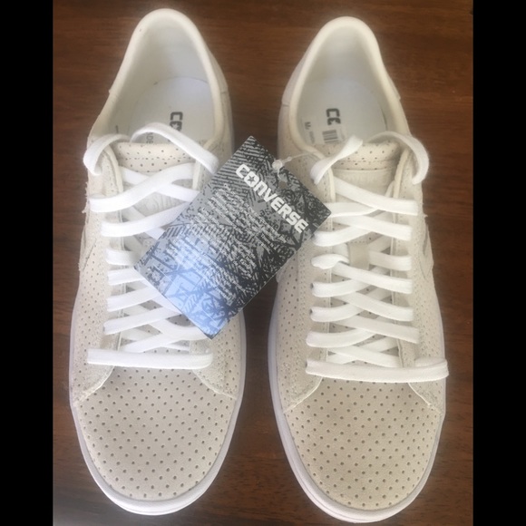 Leather CONVERSE ALL STAR Ivory NEW Sz 6.5 - Picture 5 of 8